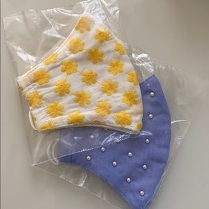 Lele Sadoughi Blue pearl and floral Face Mask